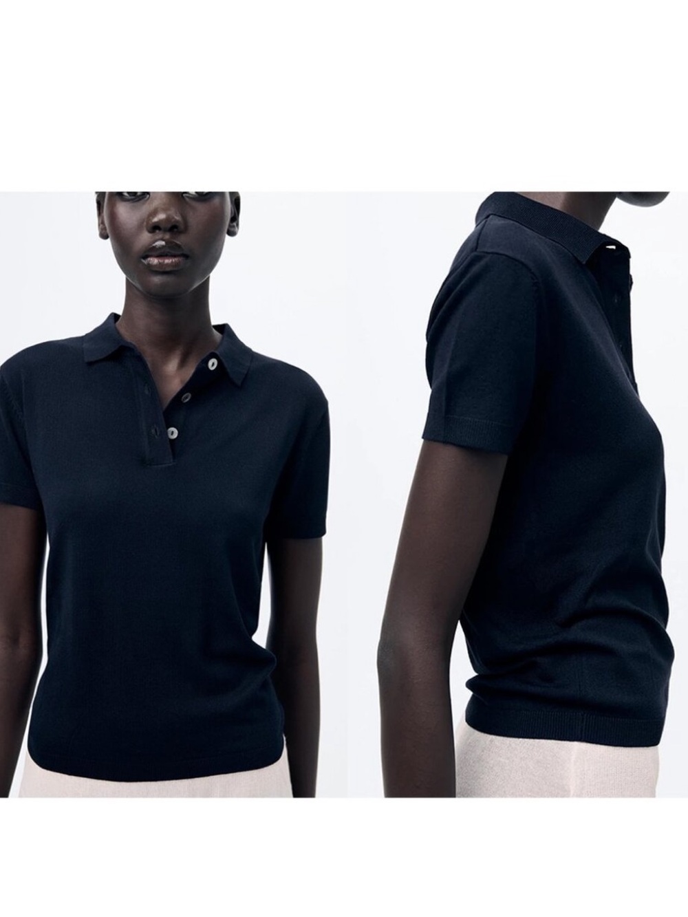 Zara Plain Knit Basic Polo Shirt